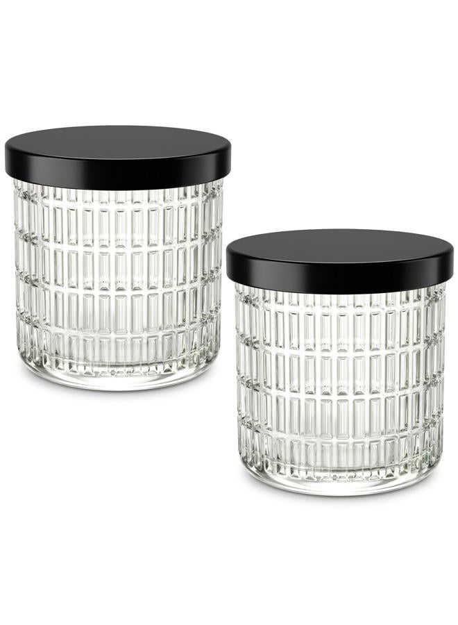 MKOSAB Qtip Holder for Bathroom set of 2, Clear Glass Apothecary Jars with Lids, Bathroom Canisters for Cotton Balls,Swabs,Floss Picks,Hair Ties,Vanity Organizer and Storage,Vintage Decor (Clear) - Image 1