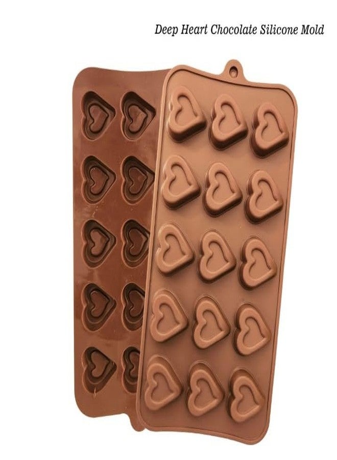 ARTO 15 Cavity Heart Chocolate Mold - Deep Brown Silicone Tray for DIY Valentine Gifts | Non-Stick Candy, Jelly & Baking Mould | Oven & Freezer Safe (Pack of 1) - Image 2