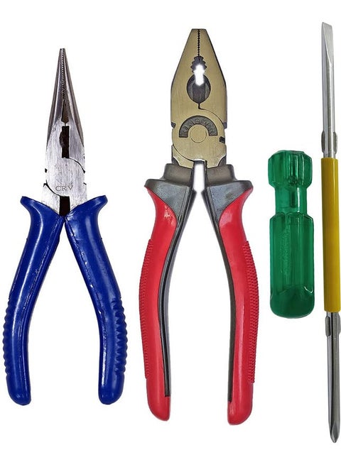 Inditrust Heavy duty Plier RED 2in1 Screwdriver and Nose Plier Pack of 3 Hand Tool Kit