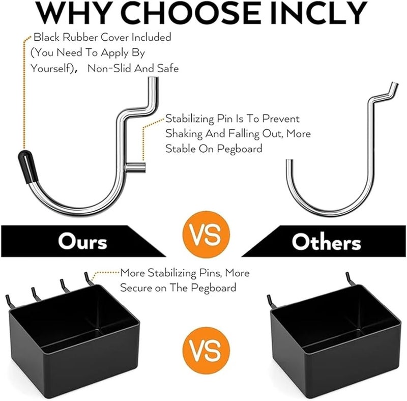 مجموعة أدوات تنظيم ملحقات لوحة الأرفف، 2 مجموعة مع خطافات معدنية للأدوات، خطافات تعليق مقاس 1/8 و 1/4 بوصة، 278 قطعة - Image 3