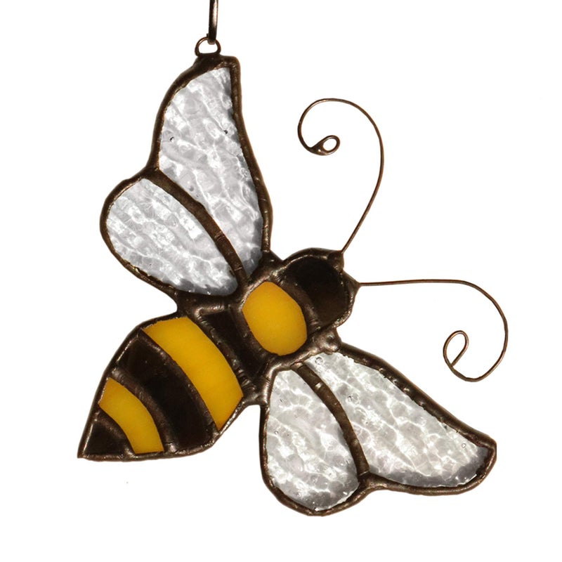HAOSUM Bumble Bee Ornament Stained Glass Window Hanging Suncatcher Home Decor Birthday Gifts for Mom Grandma Aunt Sister Bee Lover Mothers Day Bee Decoration