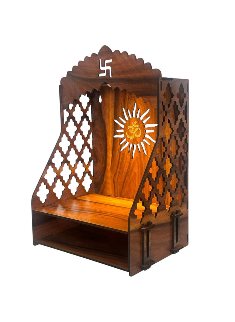 STEPn'SPACE STEPnSpace Wooden Temple for Home Mandir with LED Light Step Wall Hanging Puja Mandir for Home Temple for Office Pooja Stand for Home Office Temple with Storage for Shop M D25xW34xH50cm  - Image 4
