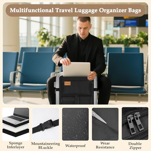 Yotako Over Luggage Organizer for Suitcase or Carry On Bag with 7 Storage Pockets-16” Laptop Sleeve with Handle and Adjustable Straps, Fits 20-30” Suitcase Travel Accessories Bag (Black) - Image 5