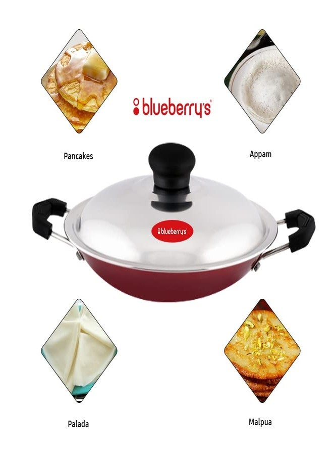 Blueberry's مقلاة أبام من بلوبري مع غطاء - صانعة أبام/أبام تشاتي/أباتشاتي عالية الجودة بطبقة مانعة للالتصاق مع ضمان لمدة عام - Image 5