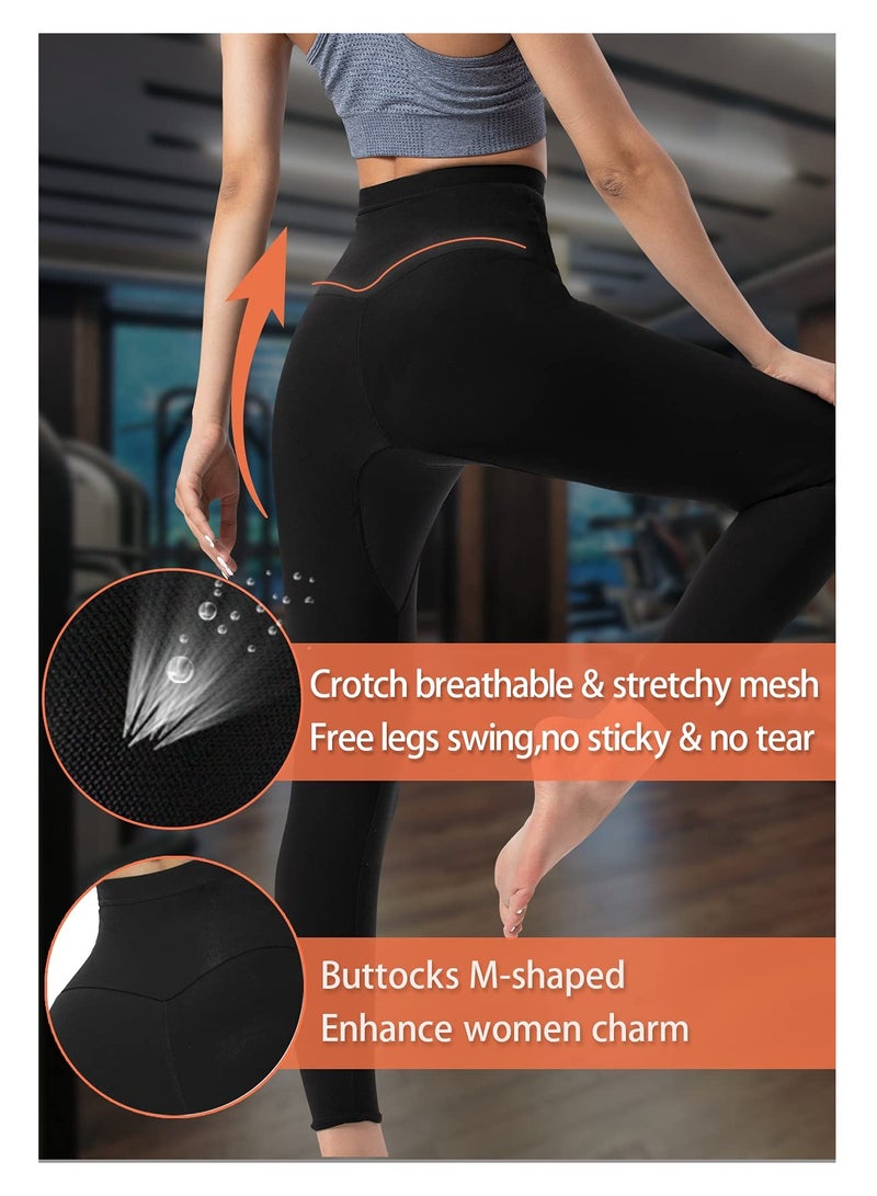 Cuken Sauna Pants Women Sweat Capris Slimming Leggings, High Waist Gym Workout Body Shaper Sweat Suits, S/M  - Image 4