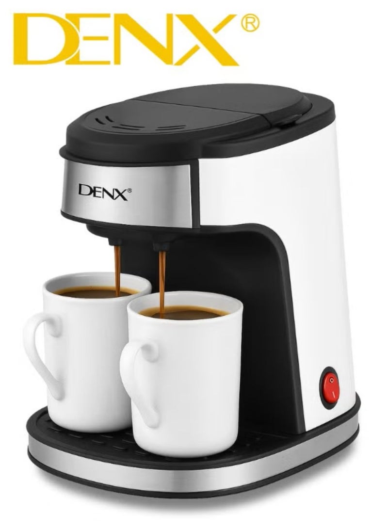 DENX DX3413 Drip Coffee Maker – 450W Power, 240ml Capacity, High Density Filter, Single/Double Cup Brewing, Sleek Design with Light Indicator, Multi-purpose for Coffee & Tea – Ideal for Home or Office - Image 1