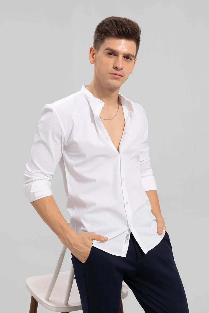 SNITCH Chinese Collar White Shirt