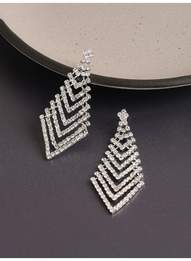 سوهي قرط متدلي للحفلات مصنوع من الفضة ومطلي بالفضة