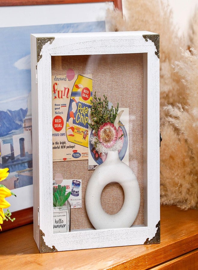 Cinnvoice 11x14 Inch Extra Deep Shadow Box Frame Depth 4.7in Shadow Boxes Display Cases with Cork Board Backing Rustic Burnt Wood Box for Flowers Bouquet Wedding Picture Photo and Keepsake(White) - Image 3