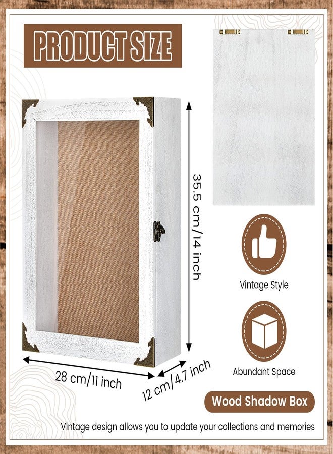 Cinnvoice 11x14 Inch Extra Deep Shadow Box Frame Depth 4.7in Shadow Boxes Display Cases with Cork Board Backing Rustic Burnt Wood Box for Flowers Bouquet Wedding Picture Photo and Keepsake(White) - Image 2