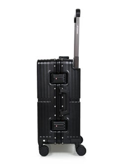 MORANO Morano Modern Carry-on Aluminum Frame Polycarbonate Luggage with Four Universal Wheels and Combination Lock (Black) Size: 35 CM X 24 CM X 55 CM  - Image 3