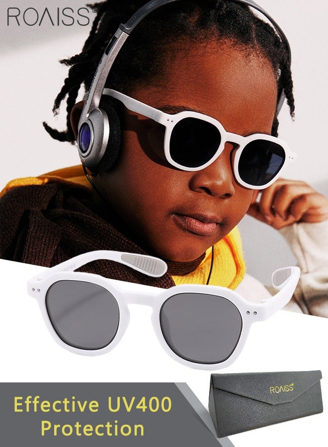 roaiss Round Polarized Sunglasses for Kids, UV400 Protection Cute Beach Holiday Sun Glasses with Lightweight Flexible TPEE Frame for Boys Girls and Children Age 3-12, 43mm - Image 1