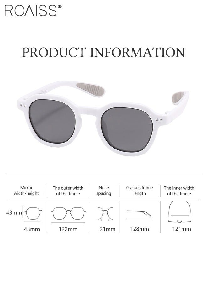 roaiss Round Polarized Sunglasses for Kids, UV400 Protection Cute Beach Holiday Sun Glasses with Lightweight Flexible TPEE Frame for Boys Girls and Children Age 3-12, 43mm - Image 3