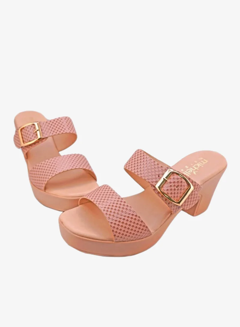Michelle Morgan pink 092-2245 Michelle Morgan Ladies Block Heel Sandals 114RJ857 for Women | Best Price UAE