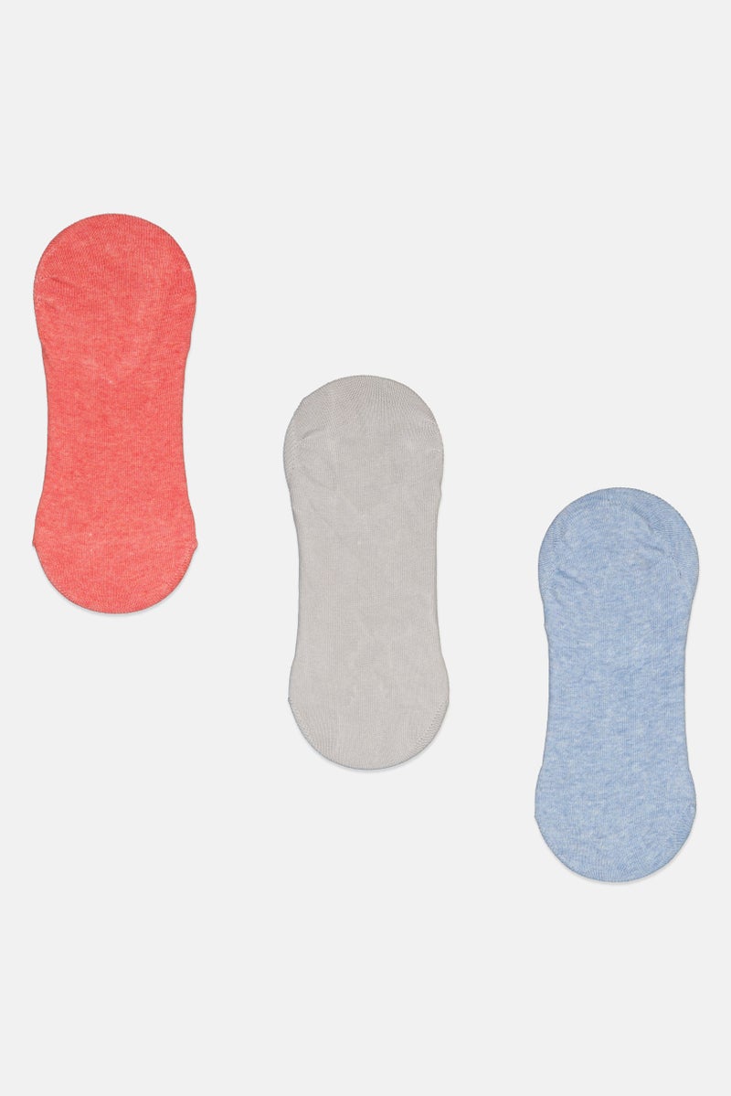 RBX Women 3 Pairs Solid Round Invisible Socks, Multicolor - Image 3