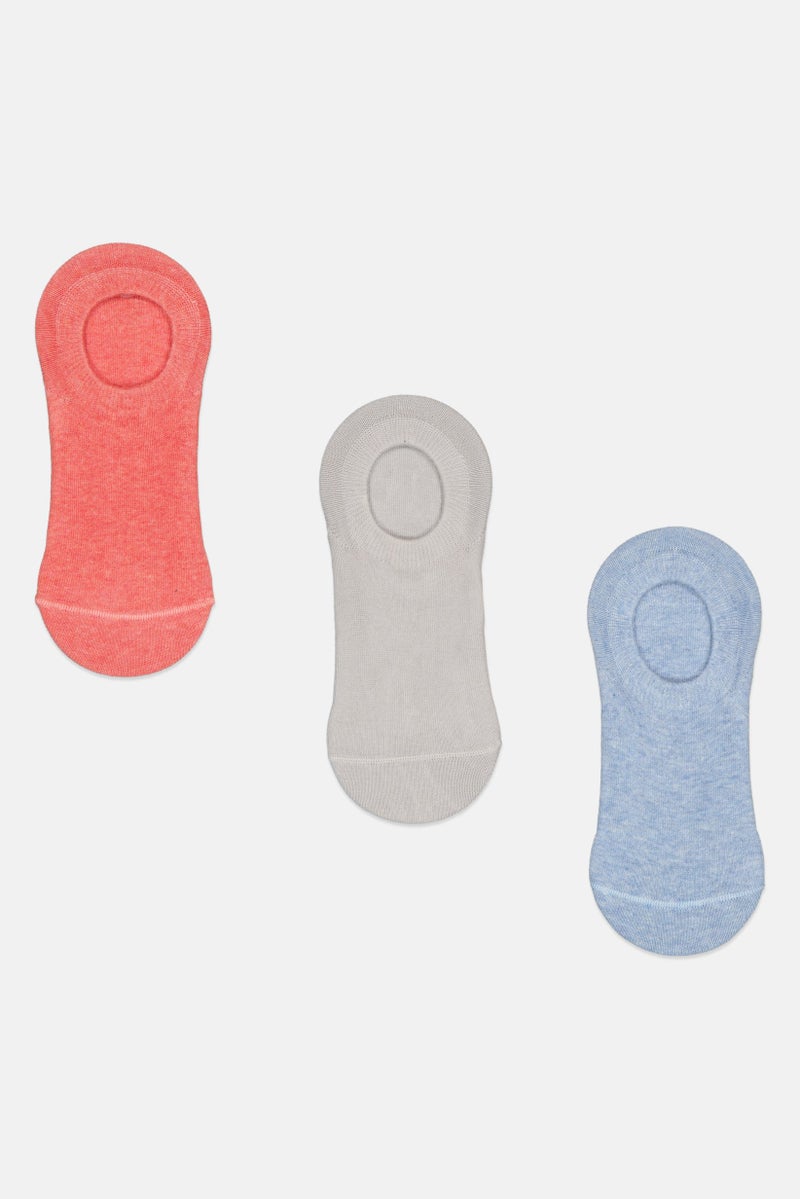 RBX Women 3 Pairs Solid Round Invisible Socks, Multicolor - Image 2