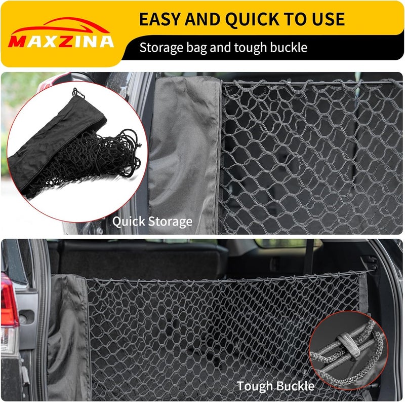 Maxzina Cargo Net Compatible with 2020-2025 Hyundai Palisade Truck Bed Cargo Net 3.12'×1.02' Double Layer Envelope Style Dense Mesh Trunk Organizer for Exterior Accessories - Image 4