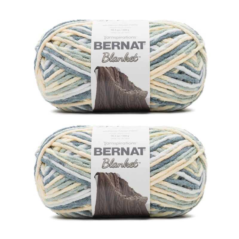 Bernat Blanket Super Bulky Acrylic Yarn - 2 Pack of 300g/10.5oz #6 Chunky Chenille Heavy Weight Yarn for Knitting and Crocheting, Amigurumi, Thick Blankets (Soft Sunshine Green, 220 Yards 2-Pack) - Image 1