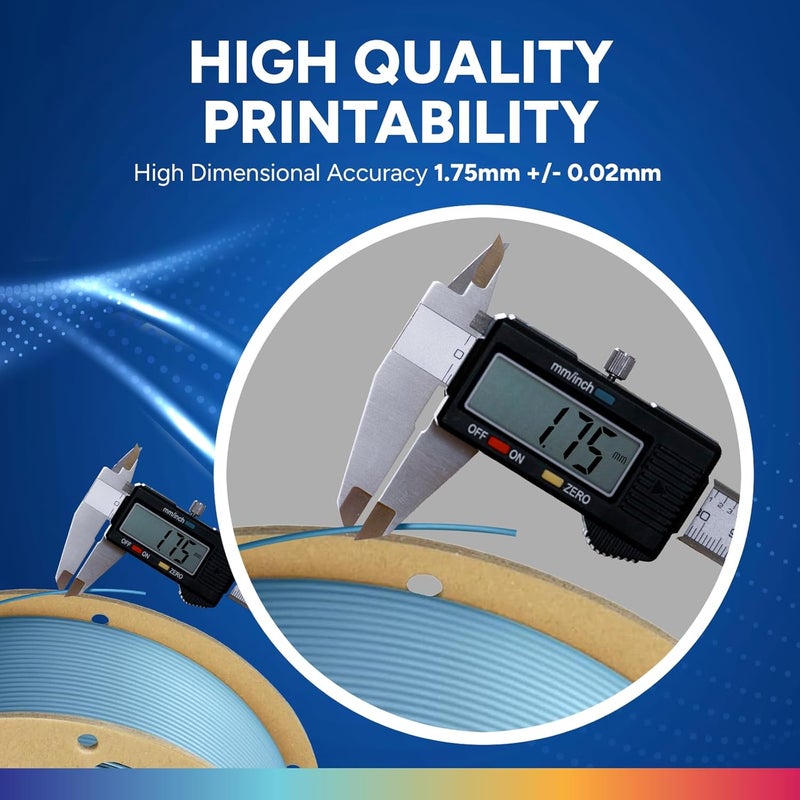 OVERTURE PLA Plus (PLA+) Filament 1.75mm, Stronger & More Durable, Professional Toughness 3D Printer Filament 1kg (2.2lbs), High Precision +/- 0.02mm, Tangle-Free (Gray Blue) - Image 4