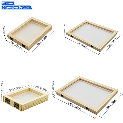Worown 4 Sizes 2 in 1 Wooden Paper Making Screen, Mould and Deckle, Wooden Paper Making Frame for DIY Crafts (A4, A5, A6 & A7) - Image 2