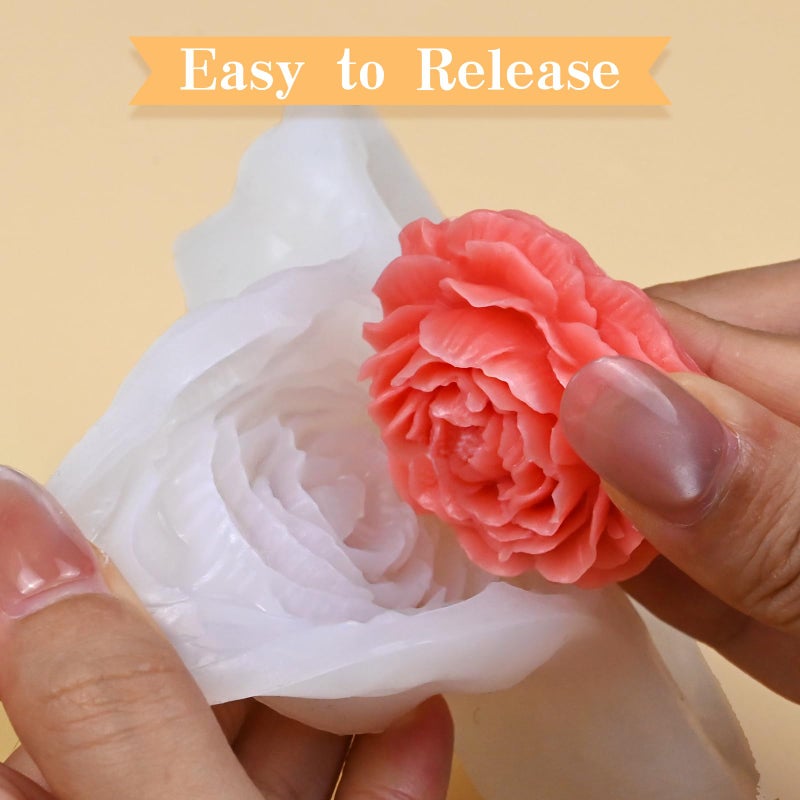 ZQYSING Peony Candle Mold for Candle Making, 3 Cavity Flower Silicone Molds for Epoxy Resin Wax Soap Clay Plaster Tealight Candles Crafts Casting Home DÃ©cor Handmade Gifts - Image 3