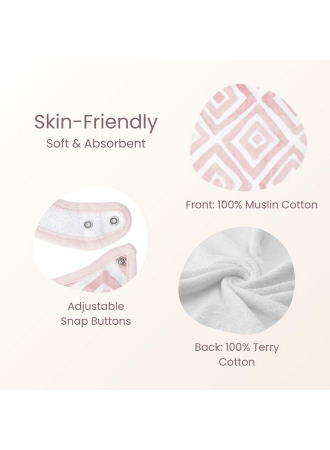Featherhead™ Classic Baby Bibs for Feeding, Drooling, & Teething - 100% Cotton Muslin with Absorbent Towel Backing (4 Pack - Floral) - Image 3
