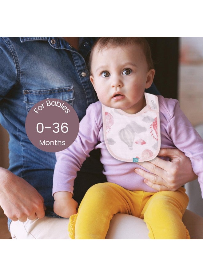 Featherhead™ Classic Baby Bibs for Feeding, Drooling, & Teething - 100% Cotton Muslin with Absorbent Towel Backing (4 Pack - Floral) - Image 4