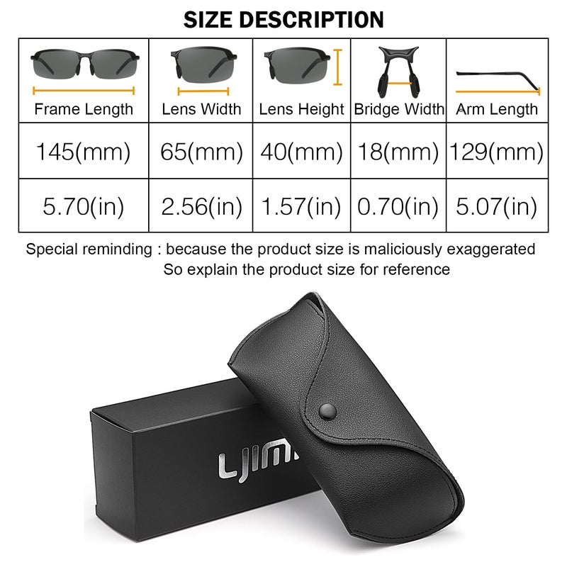 YIMI Polarized Photochromic Driving z87 Sunglasses For Men Day and Night safety glasses (Black Frame/Black Lens) - Image 5