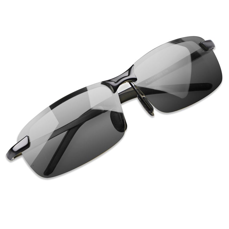 YIMI Polarized Photochromic Driving z87 Sunglasses For Men Day and Night safety glasses (Black Frame/Black Lens) - Image 1