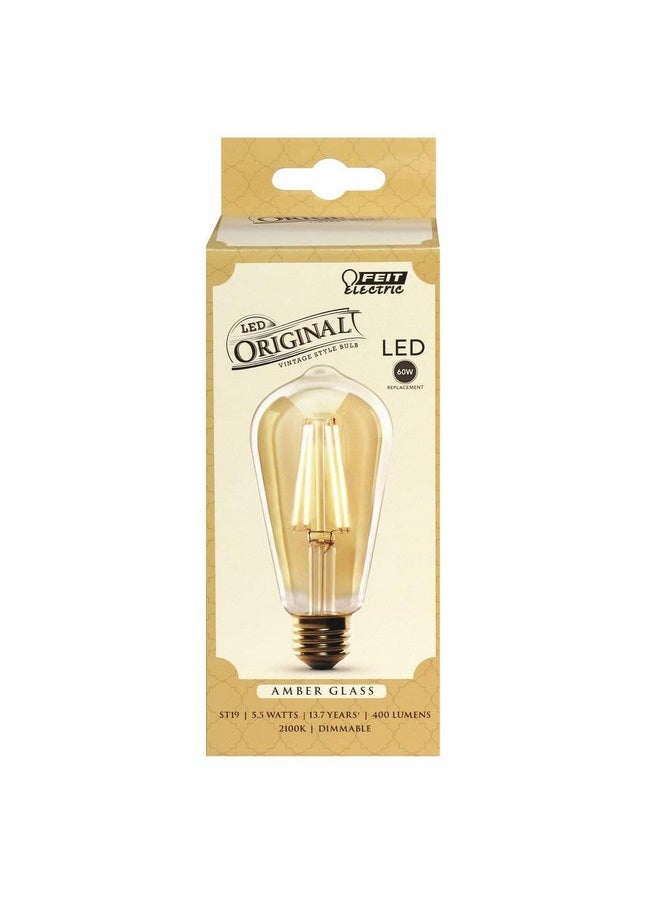 Feit Electric Vintage Exposed Filament Amber Glass LED ST19 with a Medium E26 Base Light Bulb - 60W Equivalent - 10 Year Life - 400 Lumen - 2100K Soft White - Dimmable | Original Vintage - pzsku/ZDA945B9A45A478C6FE31Z/45/_/1736571432/4d5a87e5-9eda-4185-bcd7-a9c998366536