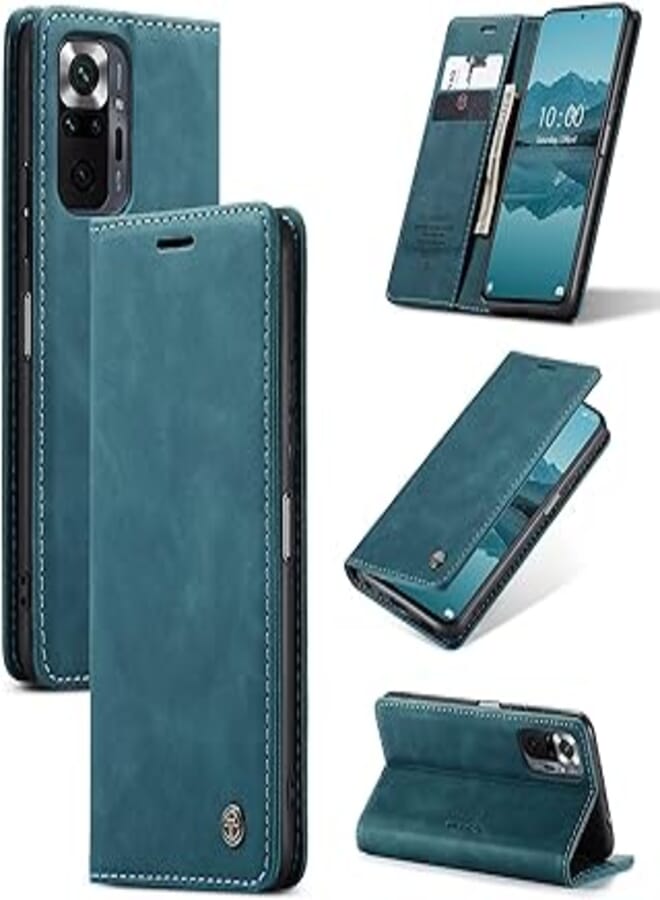 Phone Case Compatible with Redmi Note 10 Pro 4G Case, Premium PU Leather Flip Case Magnetic Card Slot and Functional Holder Compatible with Redmi Note 10 Pro 4G (Blue)
