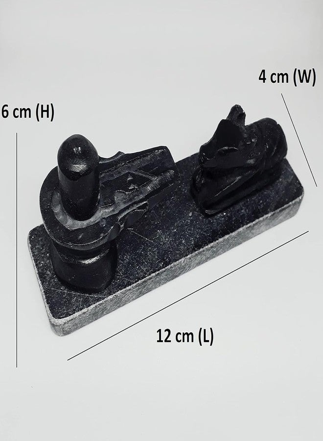 KRAFT CLOUDS Small Marble Stone Shivling Nandi Set on Plate | Moorti Idol for Puja Pooja Home Temple Mandir | Decorative Showpiece 6 cm | Black - Image 2