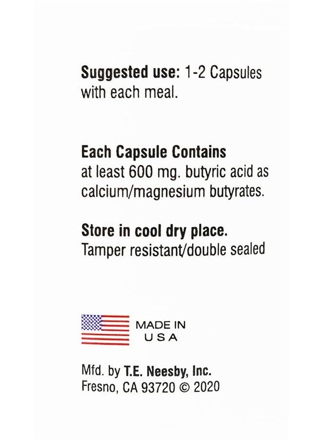 T.E. Neesby - Butyrex Calcium/Magnesium Butyrate Complex: 250 Capsules - Image 1