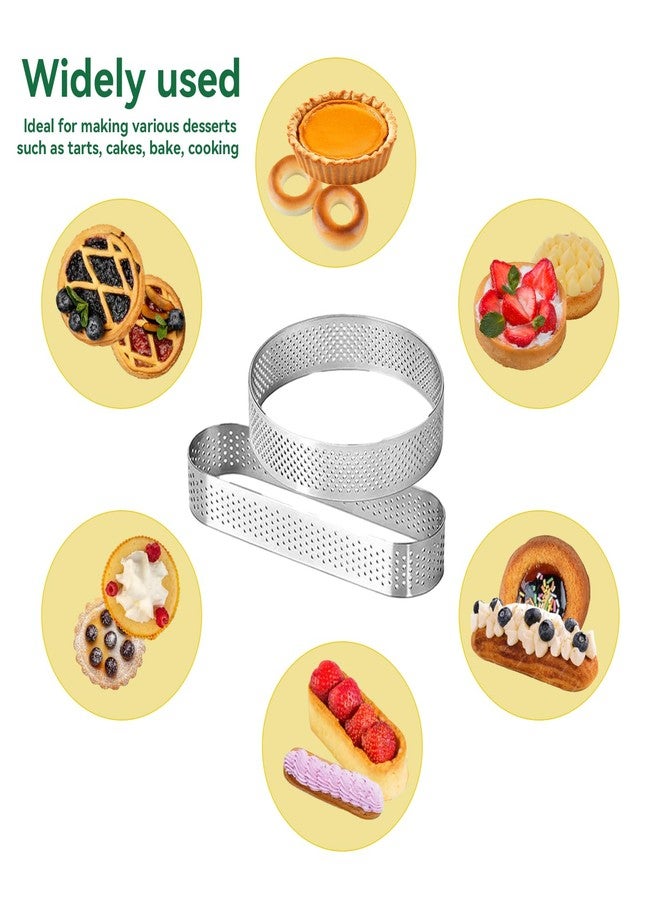 Uncle Jack 12 Pcs Stainless Steel Tart Rings, 3.15 inch + 5 inch Perforated Tart Rings for Baking, Perfect for Small Fruit Crust, French Dessert, Cake (Circle and Oval) - Image 3