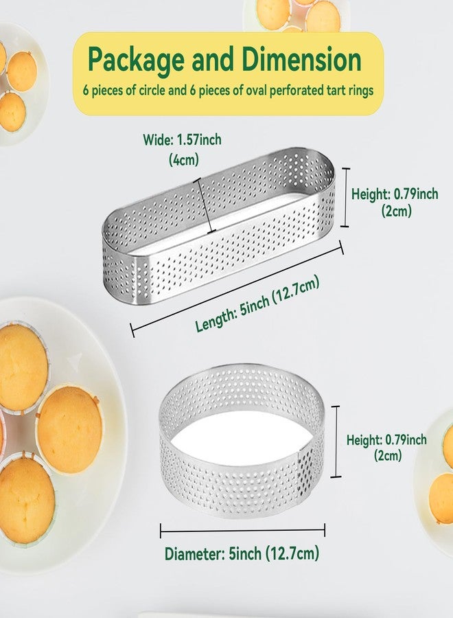 Uncle Jack 12 Pcs Stainless Steel Tart Rings, 3.15 inch + 5 inch Perforated Tart Rings for Baking, Perfect for Small Fruit Crust, French Dessert, Cake (Circle and Oval) - Image 5