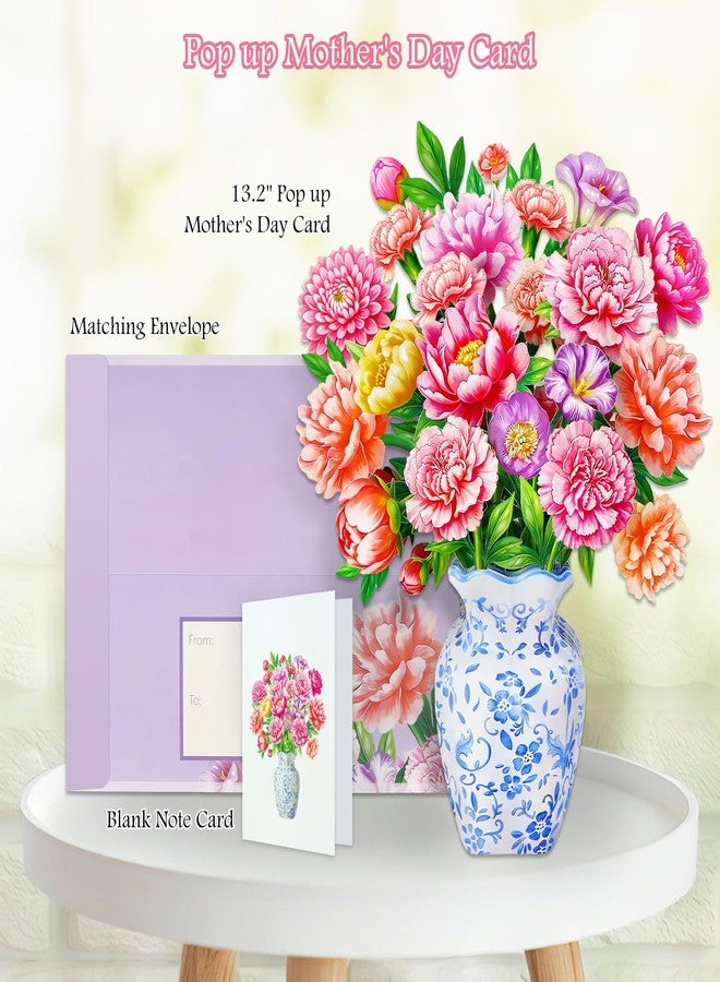 WhatSign Happy Mothers Day Card Pop Up Flowers 12 Inch, Stunning 3D Peony Bouquet Popup Birthday Card for Mom, Grandma, Daughter, Sister, Aunt, Unique Handmade Floral Gift for Mother‘s Day - Image 2
