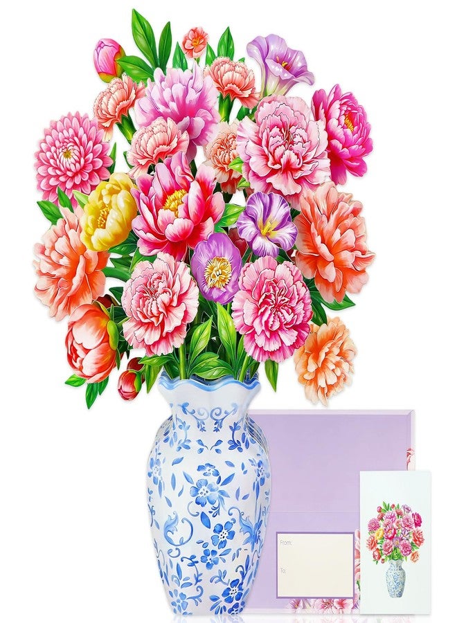 WhatSign Happy Mothers Day Card Pop Up Flowers 12 Inch, Stunning 3D Peony Bouquet Popup Birthday Card for Mom, Grandma, Daughter, Sister, Aunt, Unique Handmade Floral Gift for Mother‘s Day - Image 1