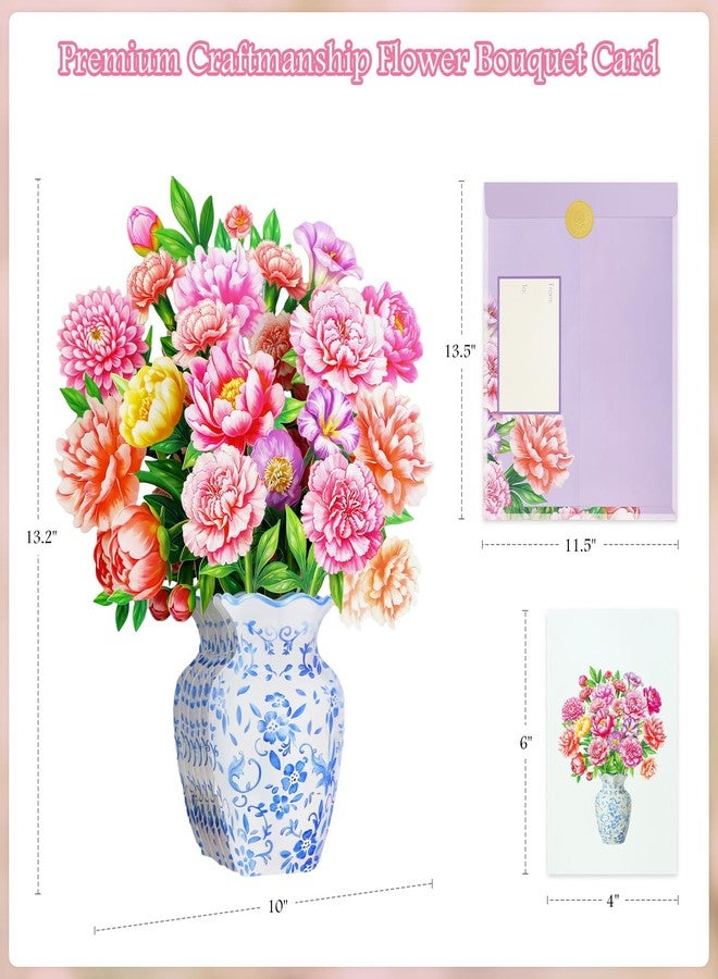 WhatSign Happy Mothers Day Card Pop Up Flowers 12 Inch, Stunning 3D Peony Bouquet Popup Birthday Card for Mom, Grandma, Daughter, Sister, Aunt, Unique Handmade Floral Gift for Mother‘s Day - Image 5