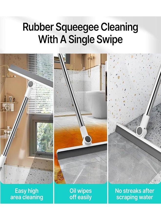 Broom with Dustpan Combo Set, 4 in 1 Multifunctional Broom and Dustpan with Long Handle, Concealed Squeegee and Floor Scrub Brush for Clean Home Kitchen Bathroom Office, Indoor Outdoor Floor - Image 4