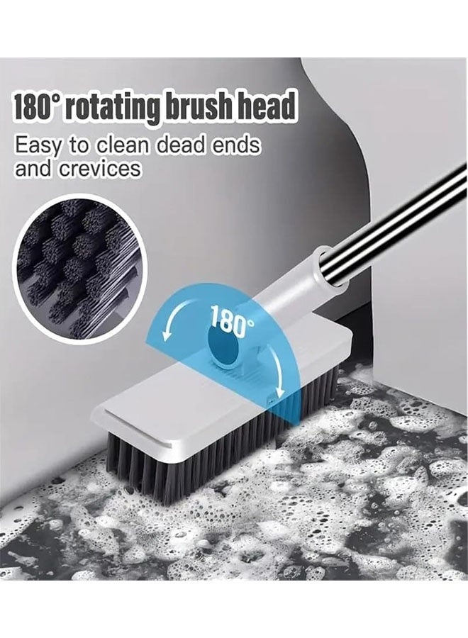 Broom with Dustpan Combo Set, 4 in 1 Multifunctional Broom and Dustpan with Long Handle, Concealed Squeegee and Floor Scrub Brush for Clean Home Kitchen Bathroom Office, Indoor Outdoor Floor - Image 5