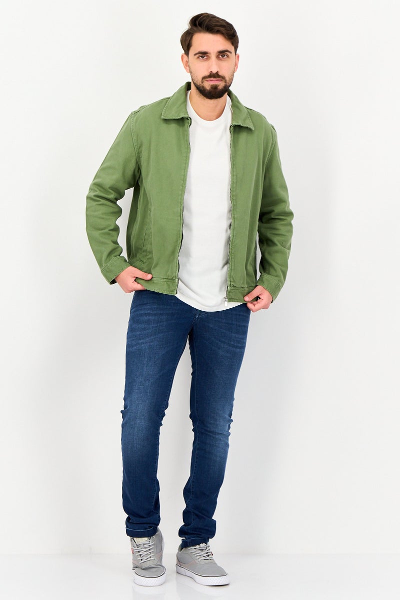 Celio قميص سترة بأكمام طويلة للرجال، أخضر عسكري - Image 3