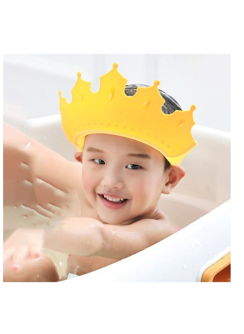 Adjustable Children Ear&Eye Protection Plastic Shower Cap Baby Shampoo Cap Crown Shape Wash Hair Shield Hat Shower Head Cover