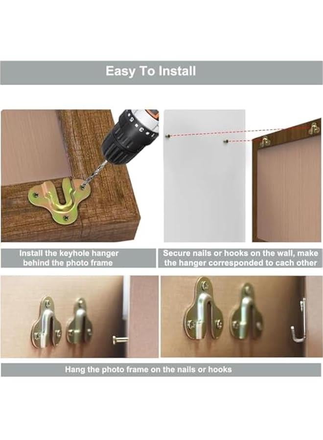 10-Pack Heavy Duty Keyhole Hangers,Picture Frame Buckle Hanger Bracket,Mug Key Coat Hanging Rack,Wooden Board Wall Mount Keyhole Hanging Plates (Matte Black) - Image 5