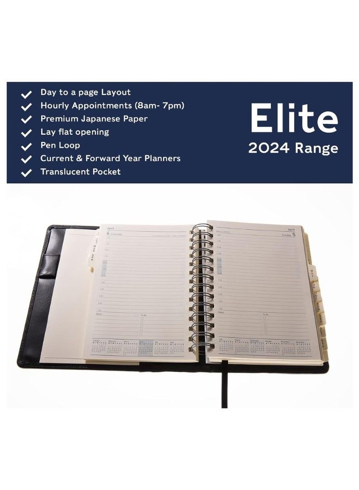 Collins Collins Elite 2024 Diary Compact Day a Page Planner (with Appointments) - Business Planner and Organiser - January to December 2024 Diary - Daily - Black - 1140V.99-24  - Image 4