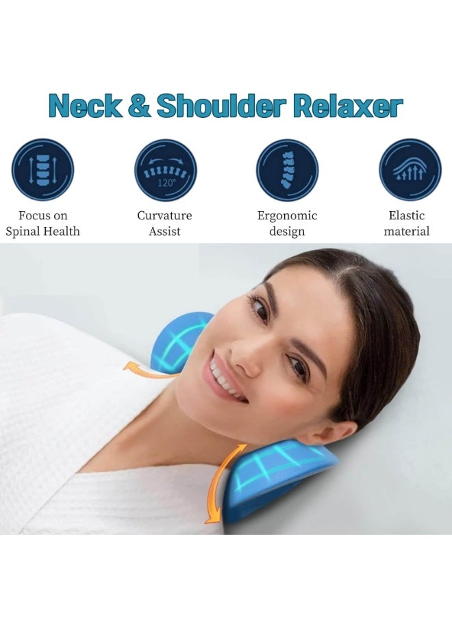 Neck Stretcher Cervical Traction Device for Neck Pain Relief & Shoulder Relaxer, Blue - Image 4