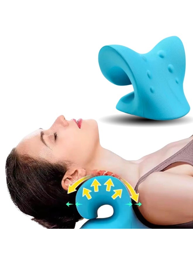 Neck Stretcher Cervical Traction Device for Neck Pain Relief & Shoulder Relaxer, Blue - Image 1