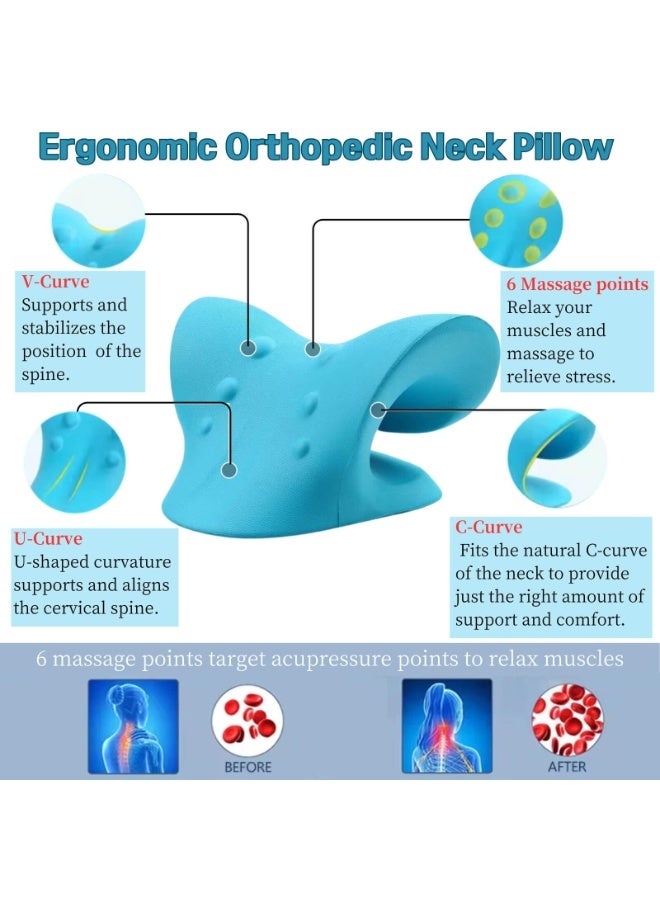 Neck Stretcher Cervical Traction Device for Neck Pain Relief & Shoulder Relaxer, Blue - Image 3