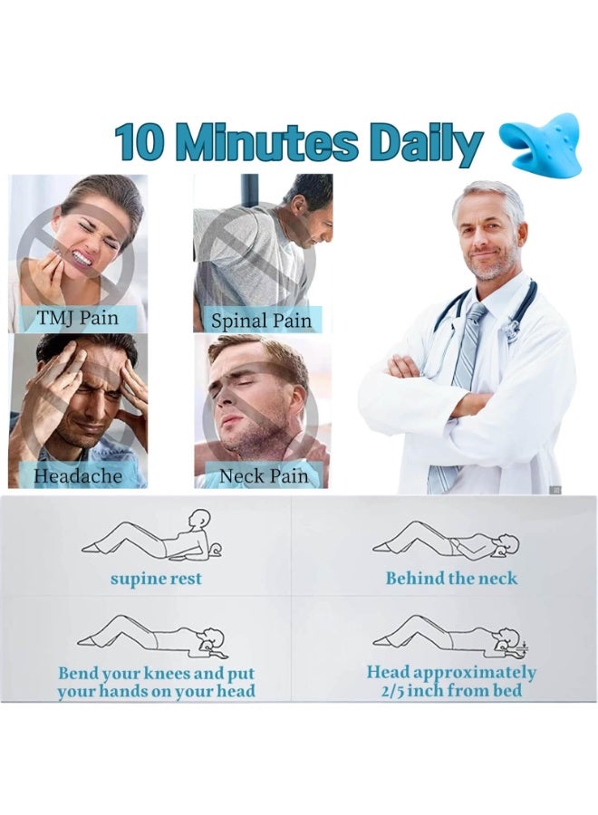 Neck Stretcher Cervical Traction Device for Neck Pain Relief & Shoulder Relaxer, Blue - Image 2