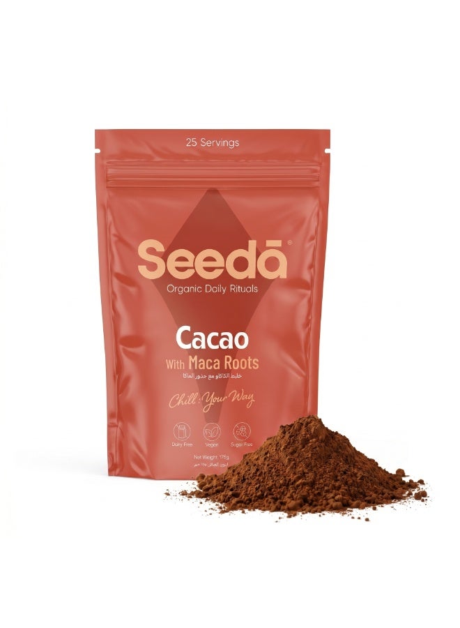 Seeda Cacao - Organic Cacao Blend with Maca Roots, Calm & Balanced Energy, No Sugar, No Dairy, Evening Ritual, Made in UAE - 25 servings