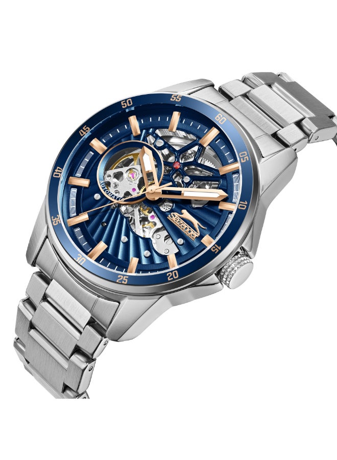 سلازنجر ساعة رجالية أوتوماتيكية بسوار معدني فضي - Image 4